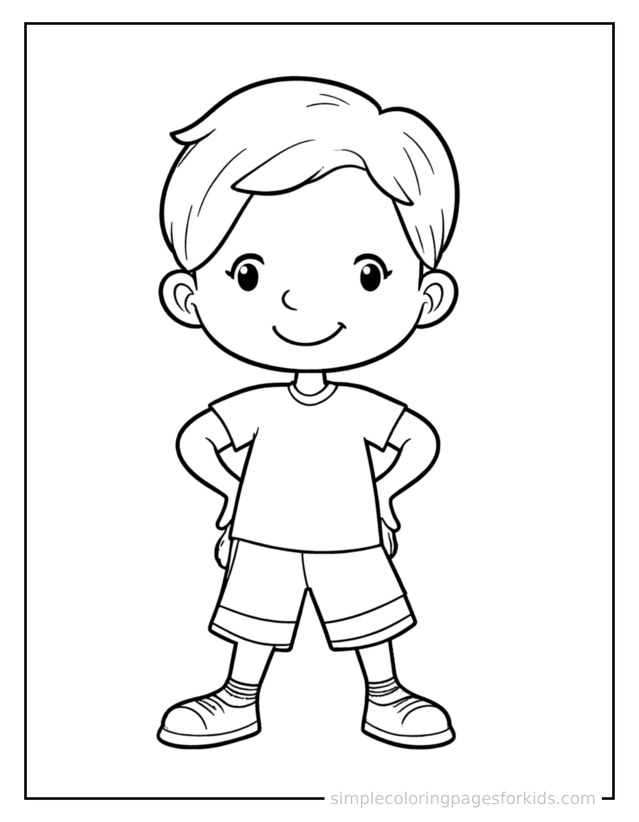 Proud Kid Playing Tag With Friends Coloring Page