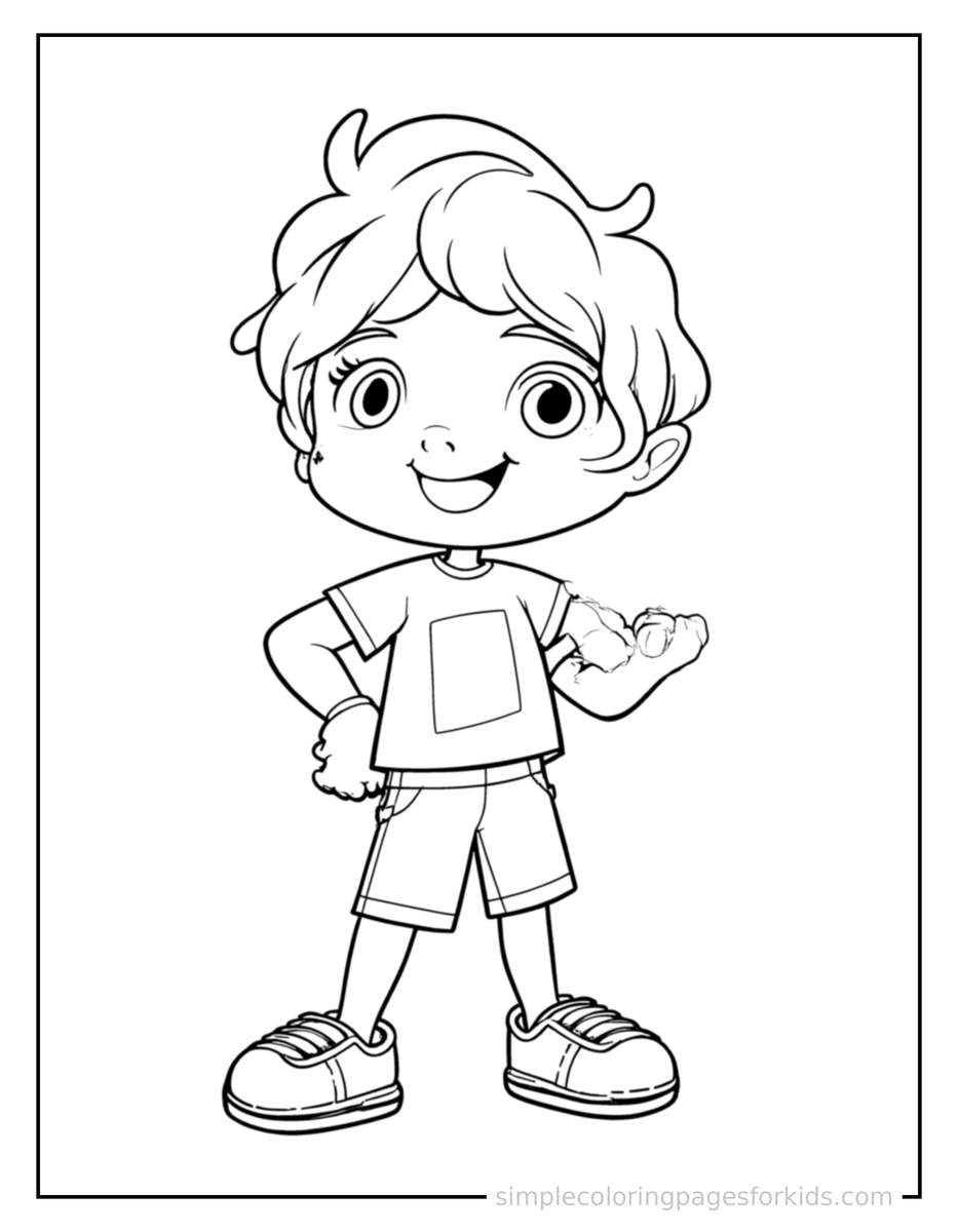 Proud Kid Playing A Board Game Coloring Page