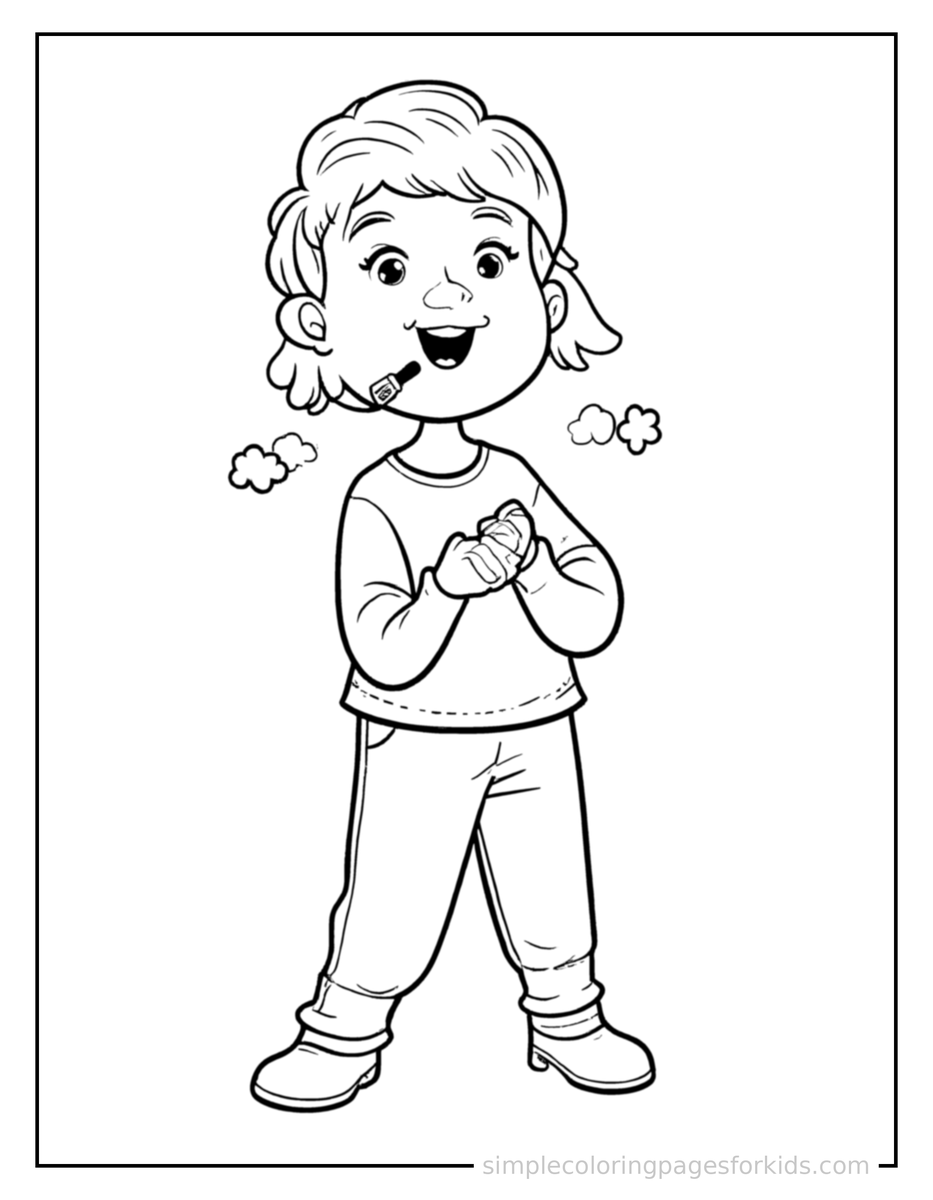 Proud Kid Singing Into A Microphone Coloring Page