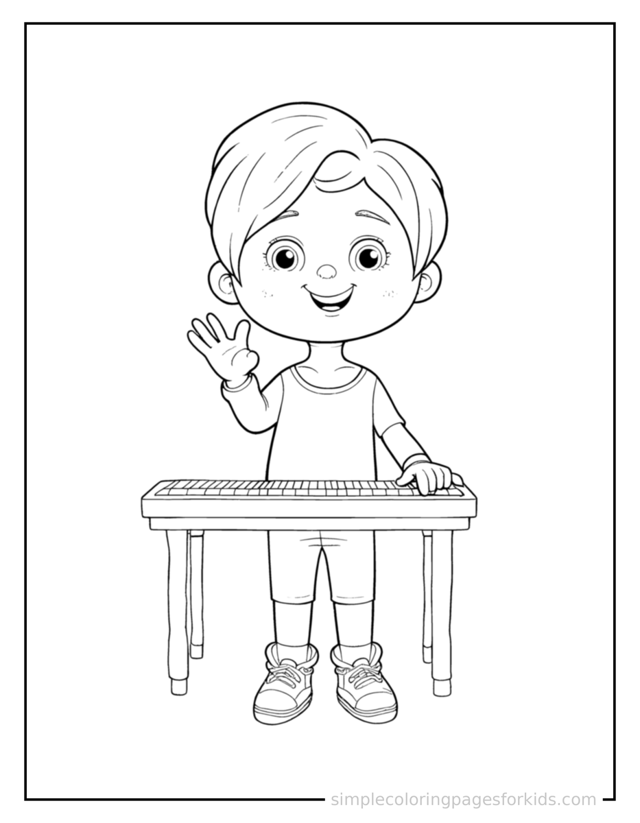 Kid Playing The Piano Coloring Pages