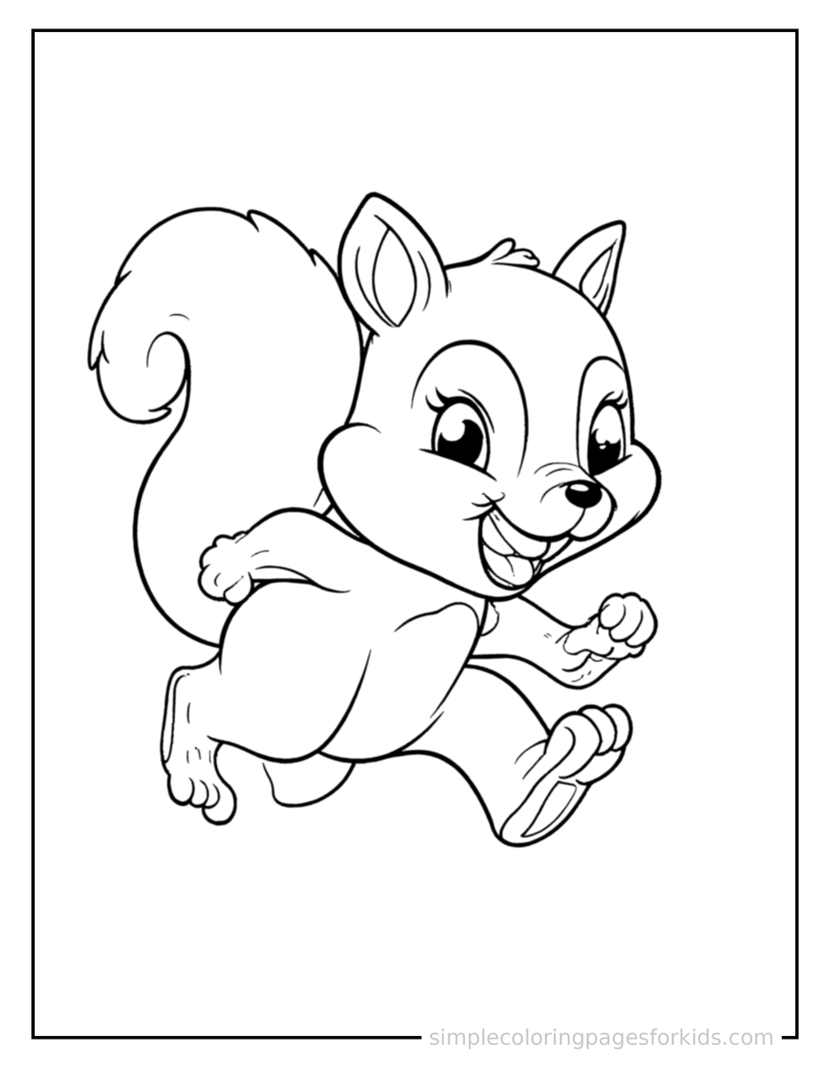 Running Squirrel Coloring Page