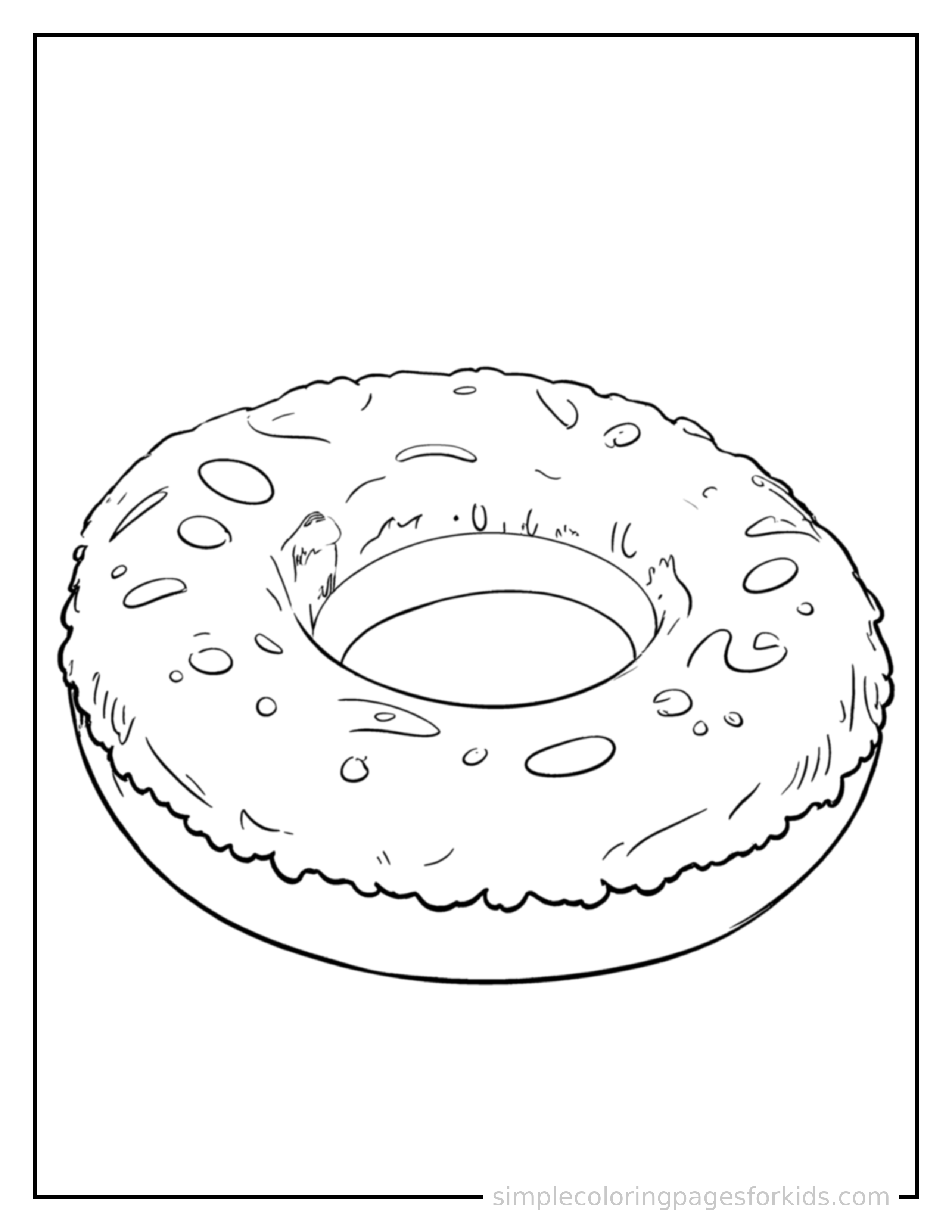 Free printable summer coloring page featuring a pool floatie shaped like a ring.