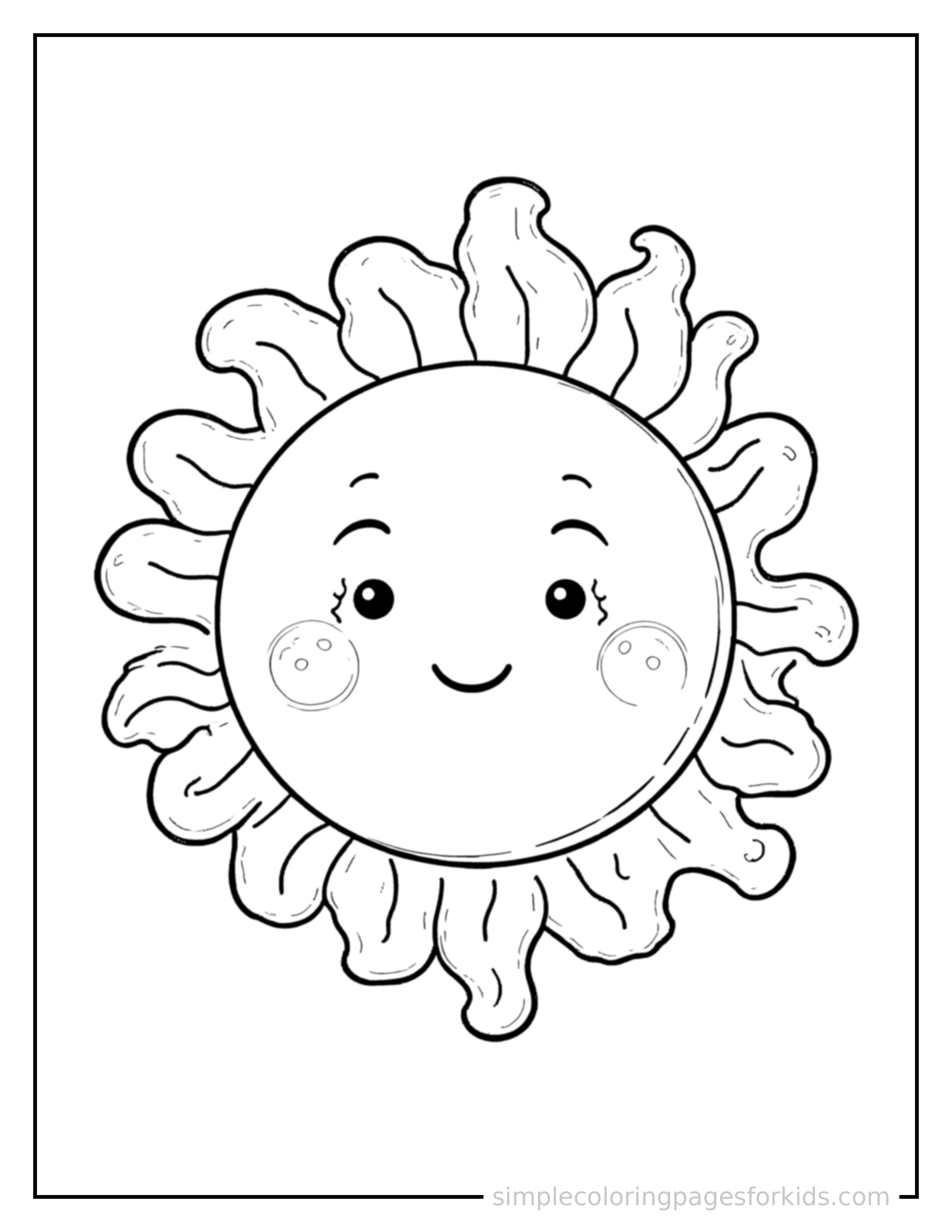 Printable sun & clouds coloring page for kids