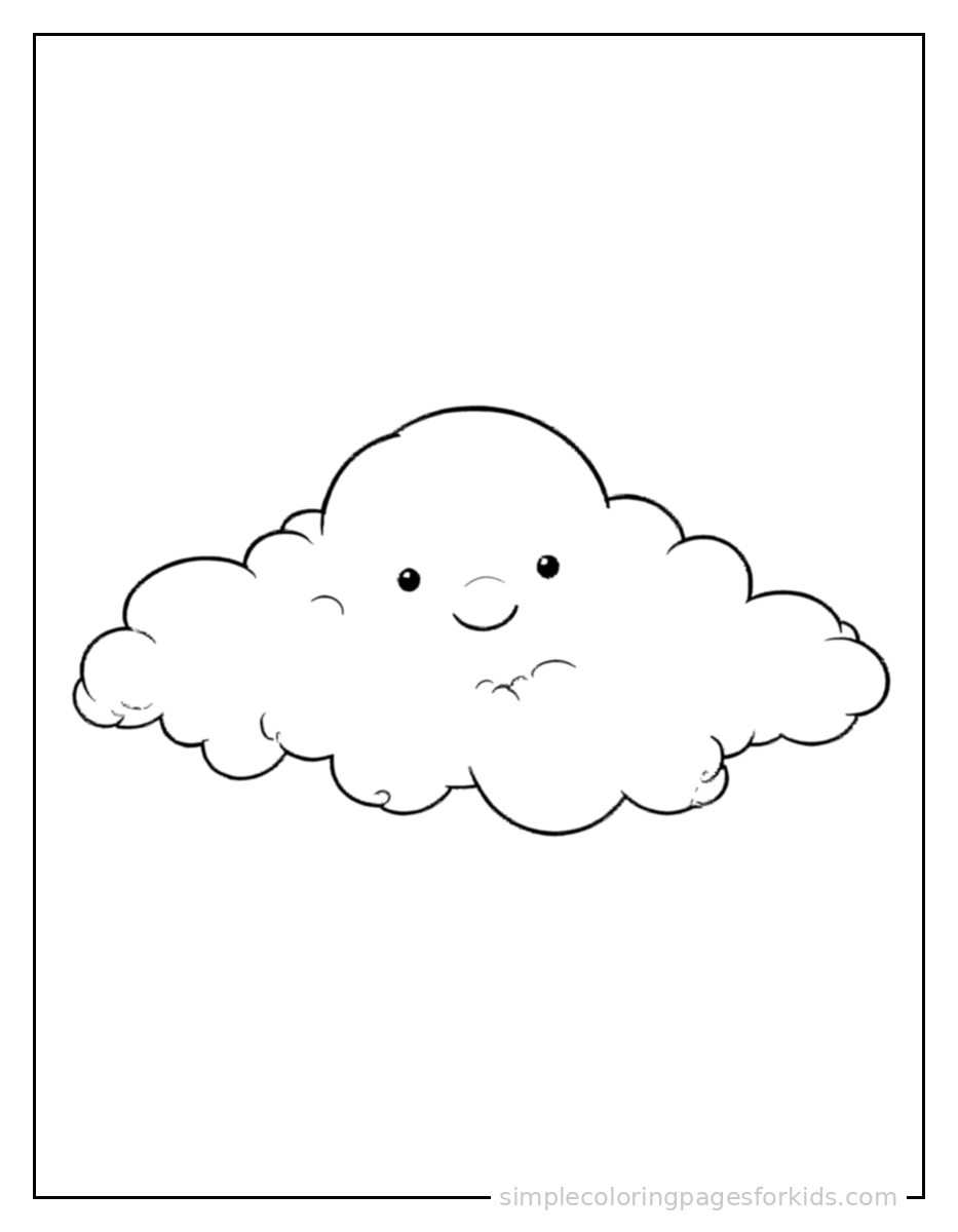 Printable sun & clouds coloring page for kids