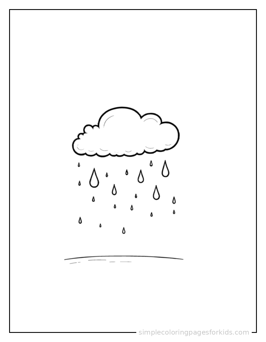 Printable sun & clouds coloring page for kids