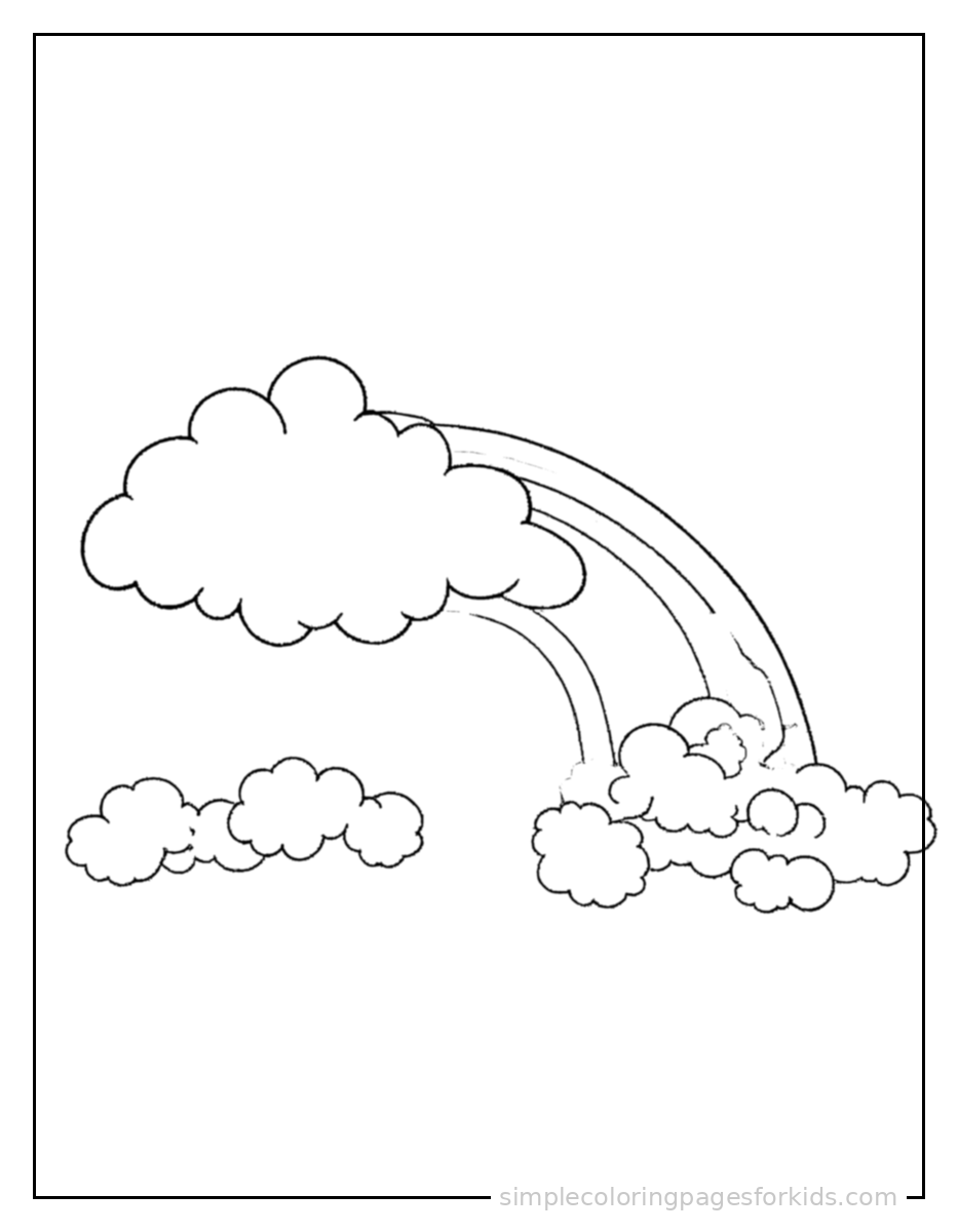 Printable sun & clouds coloring page for kids
