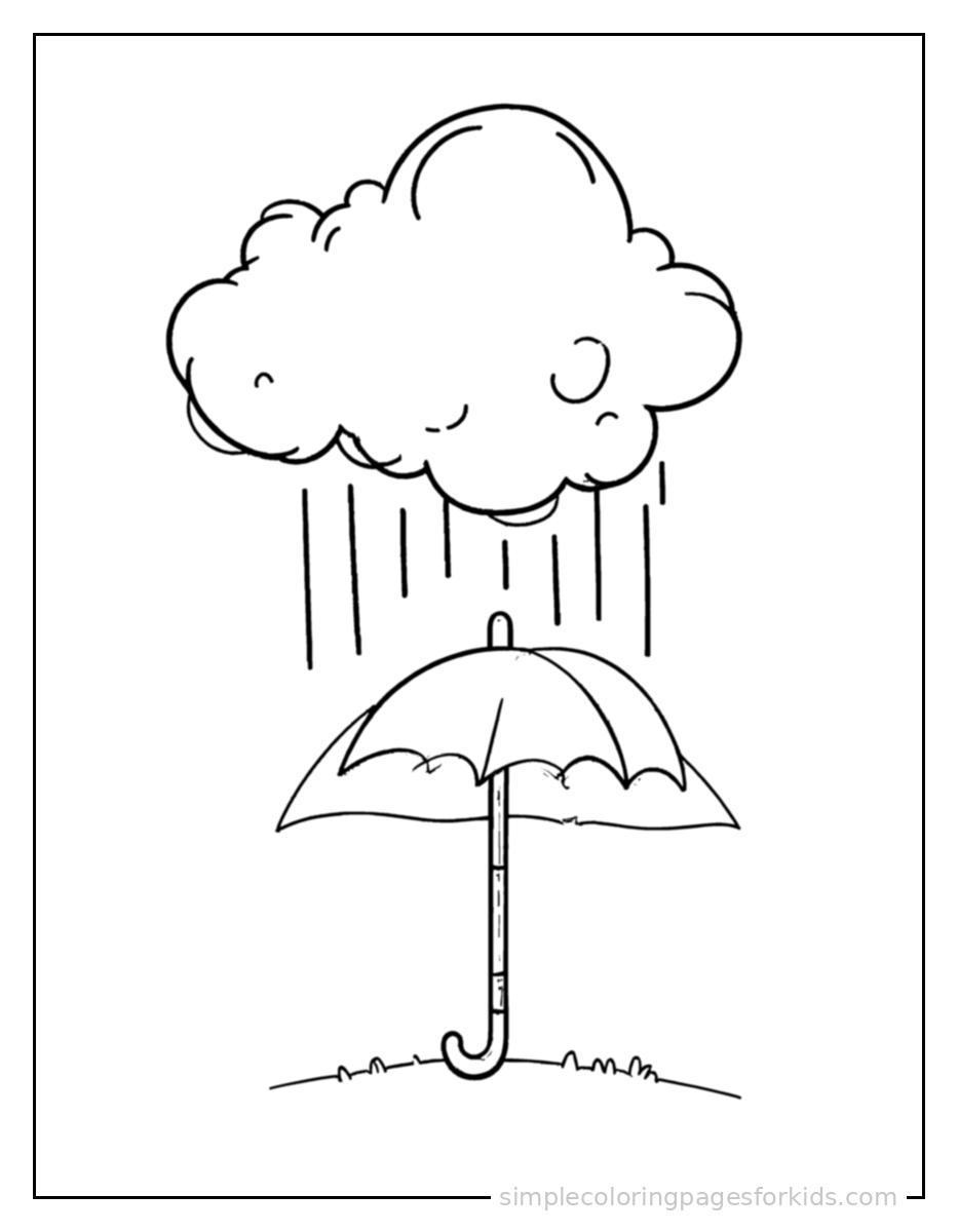 Printable sun & clouds coloring page for kids
