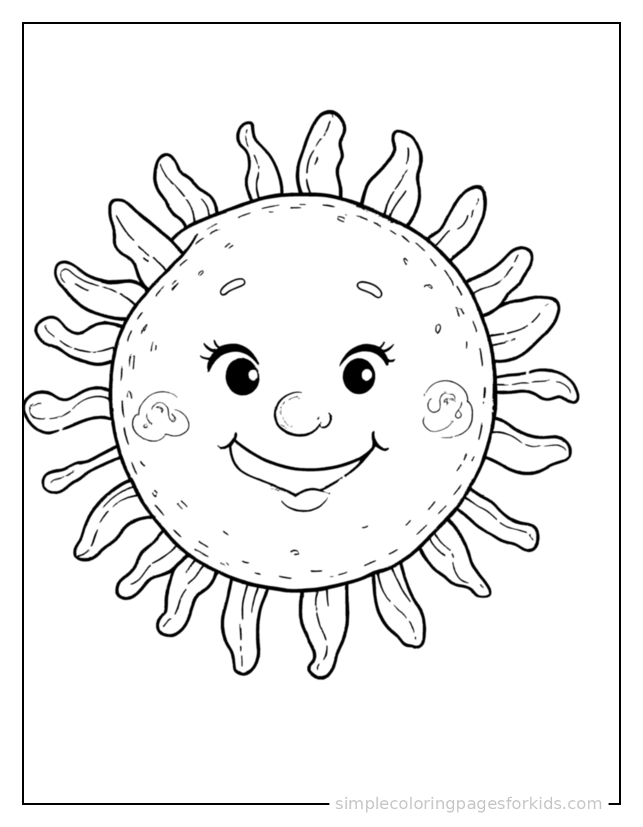 Printable sun & clouds coloring page for kids