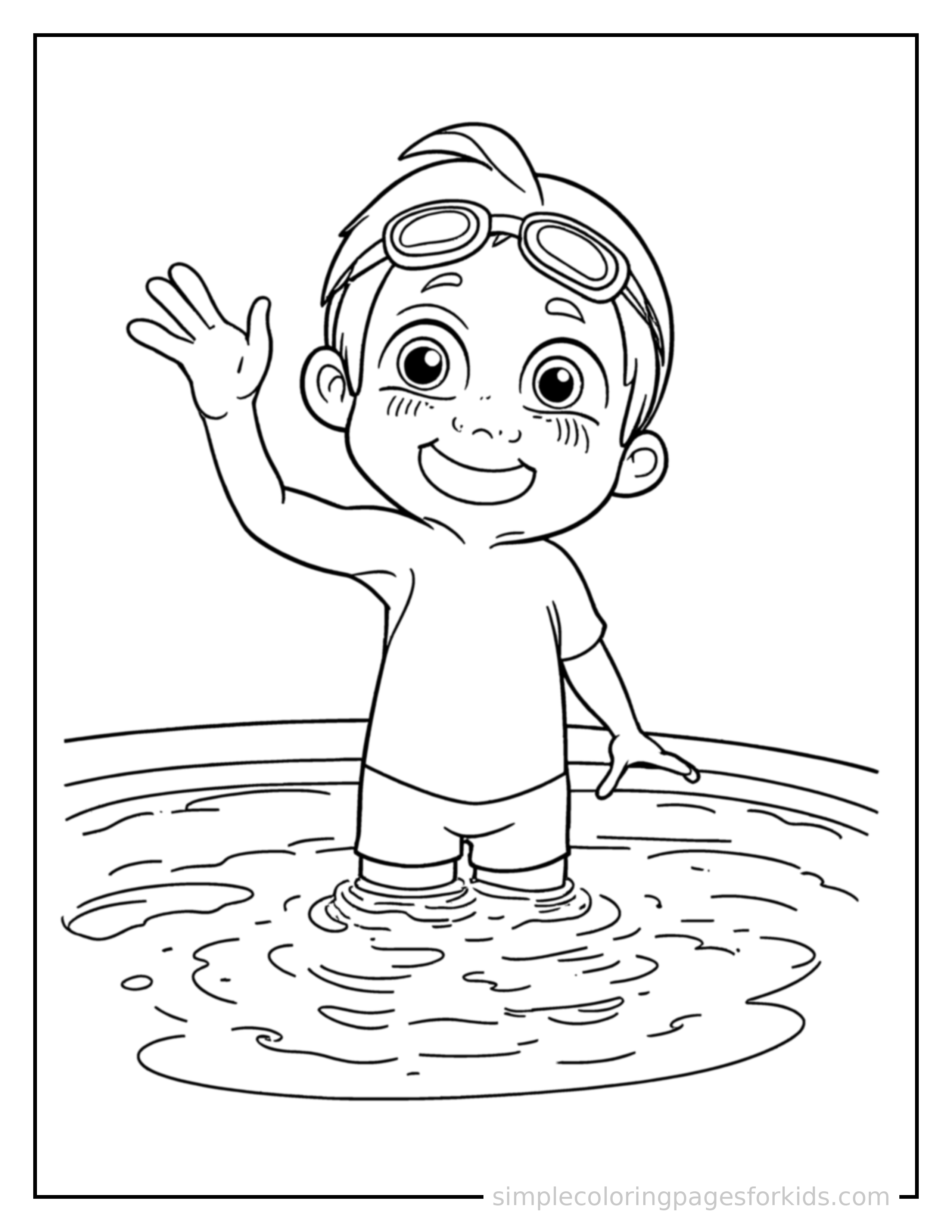 Printable swimming coloring page for kids