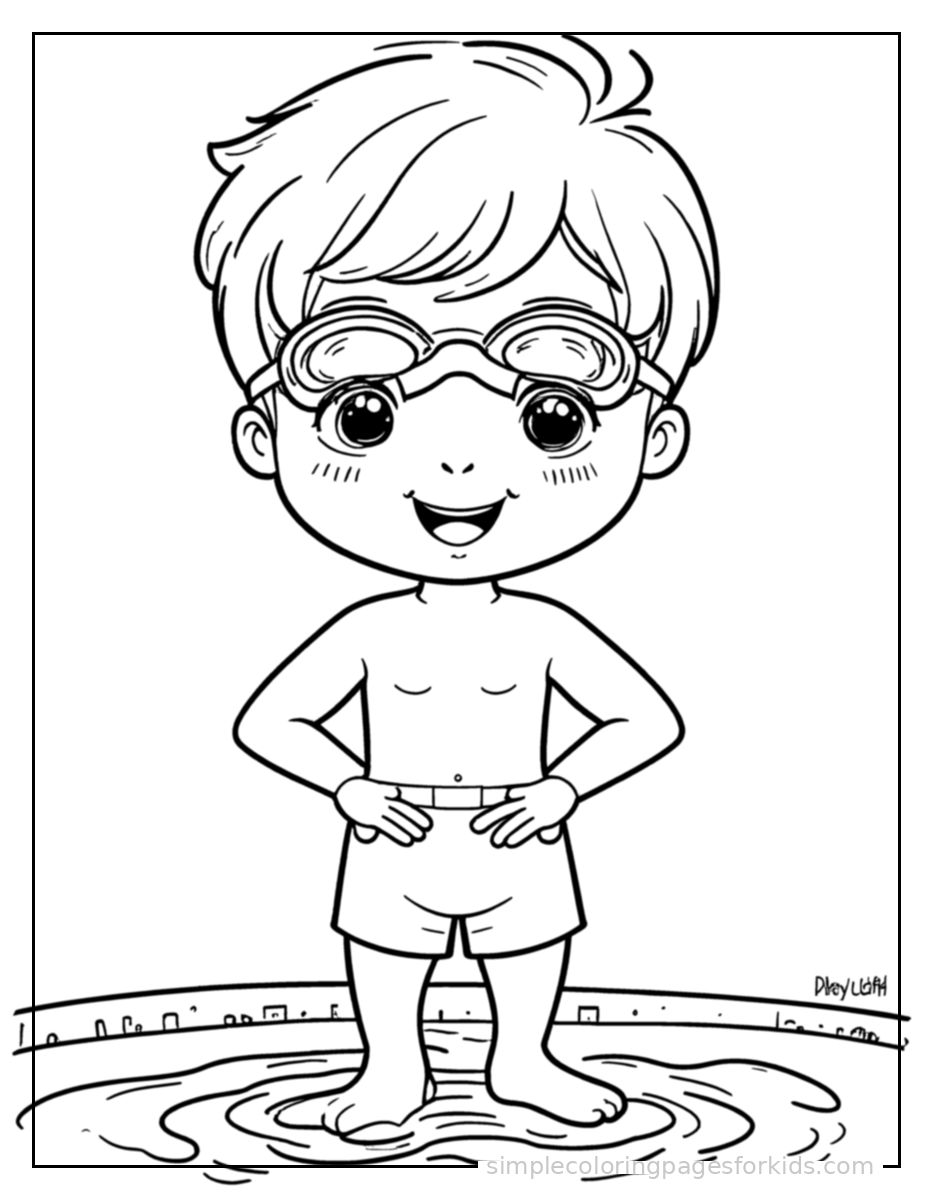 Printable swimming coloring page for kids