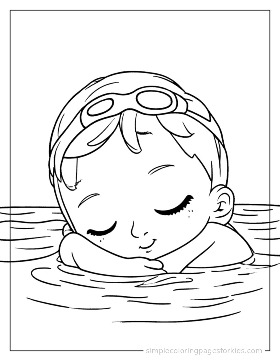 Printable swimming coloring page for kids