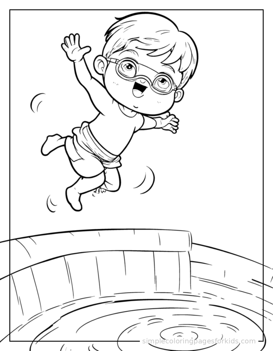 Printable swimming coloring page for kids