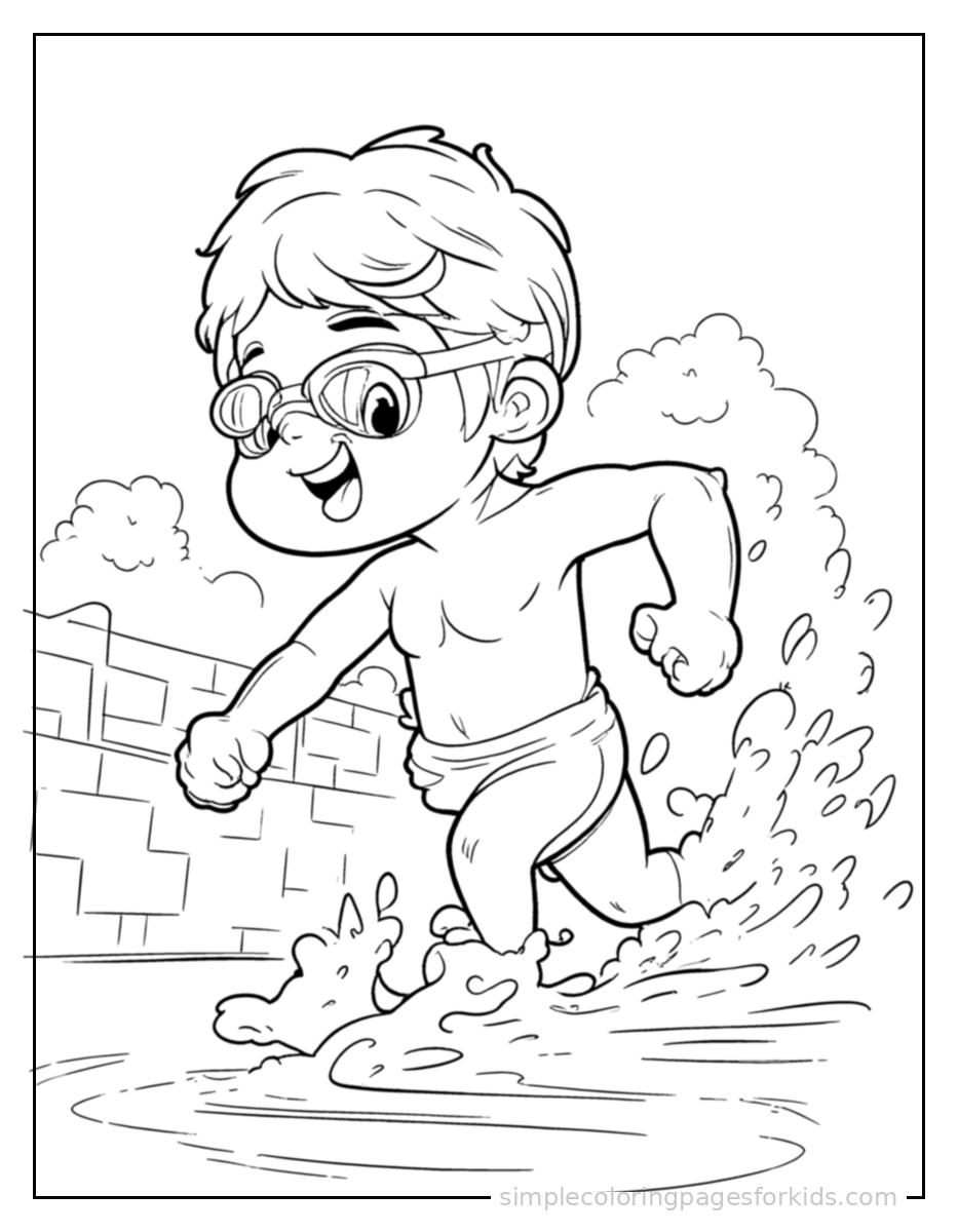 Printable swimming coloring page for kids