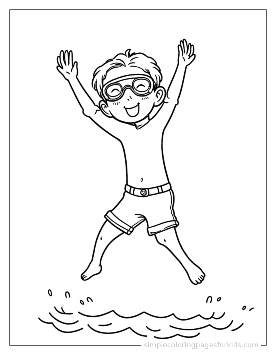 Printable swimming coloring page for kids