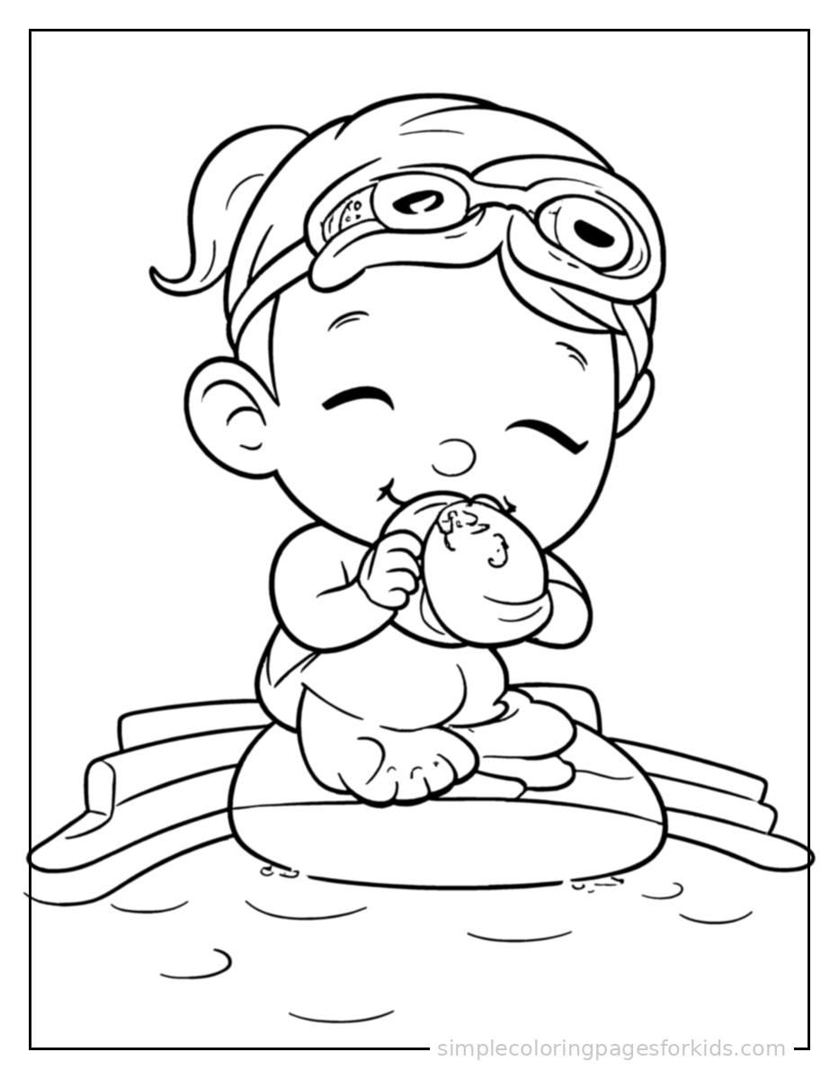 Printable swimming coloring page for kids