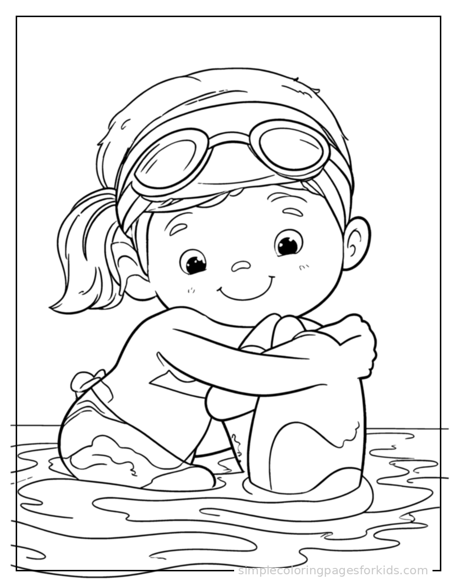 Printable swimming coloring page for kids
