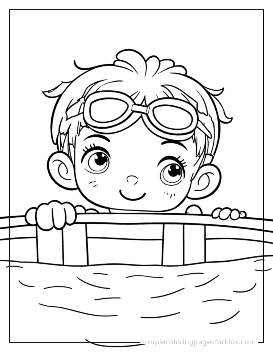 Printable swimming coloring page for kids