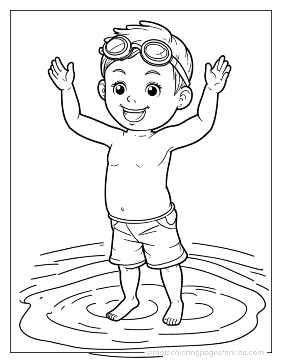 Printable swimming coloring page for kids