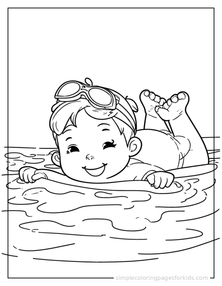 Printable swimming coloring page for kids