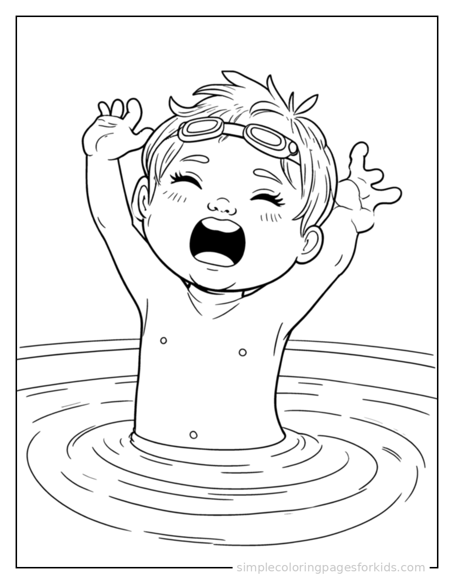 Printable swimming coloring page for kids