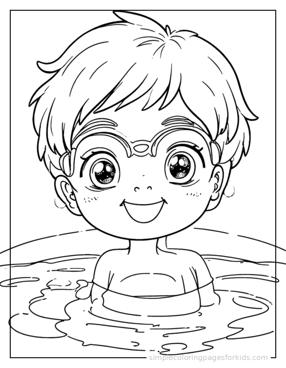 Printable swimming coloring page for kids