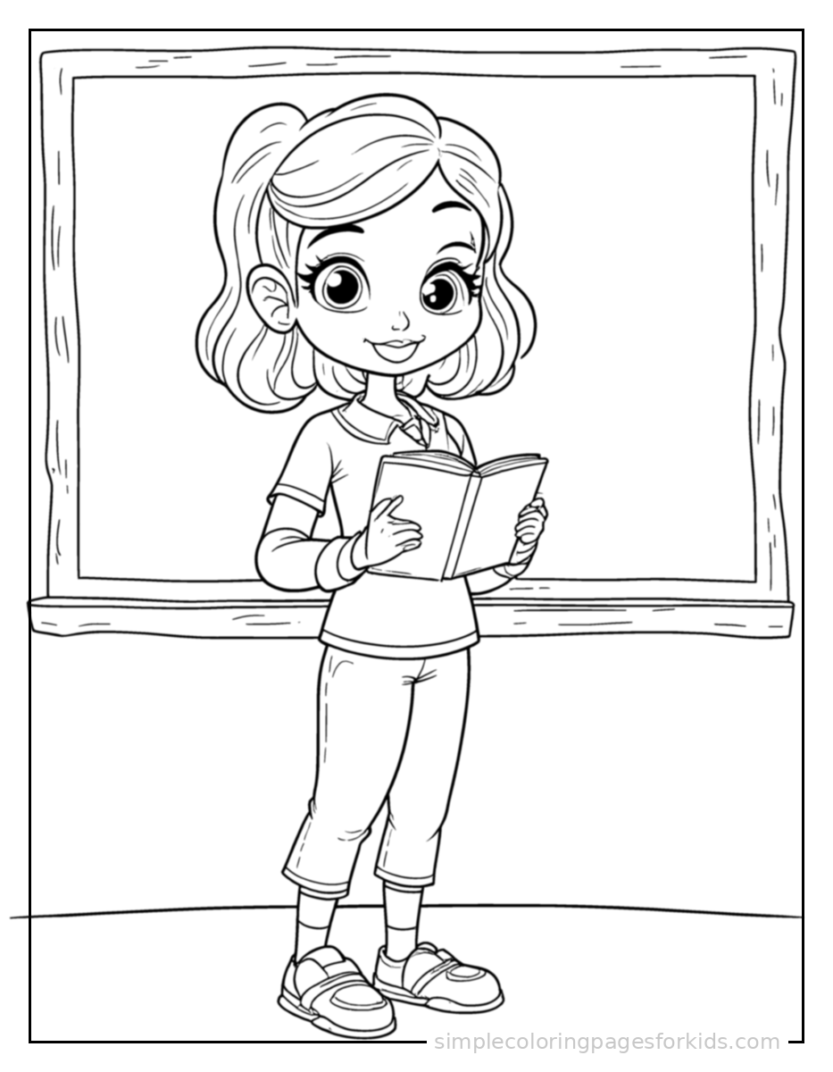 Printable teacher coloring page for kids