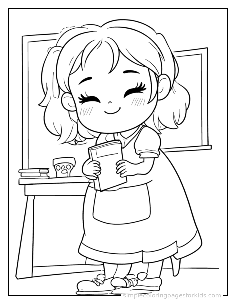 Printable teacher coloring page for kids