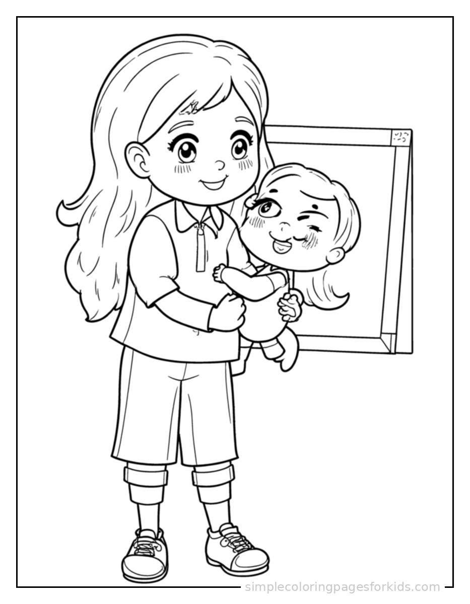 Printable teacher coloring page for kids