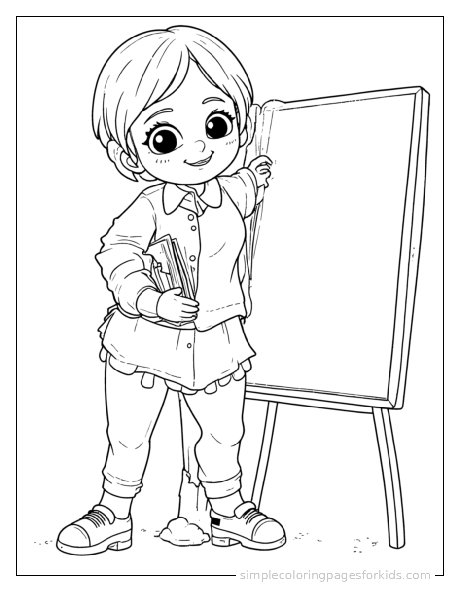 Printable teacher coloring page for kids