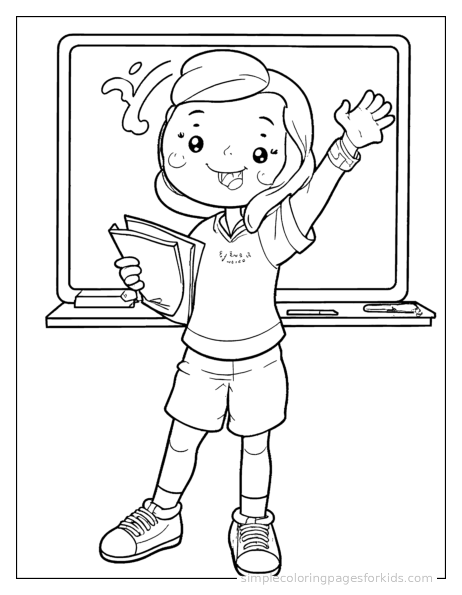 Printable teacher coloring page for kids