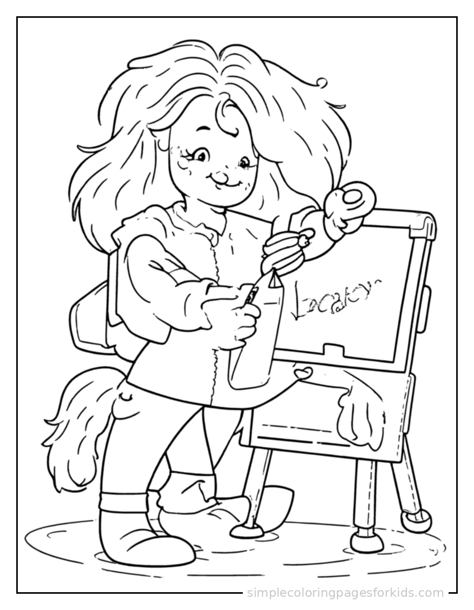 Printable teacher coloring page for kids