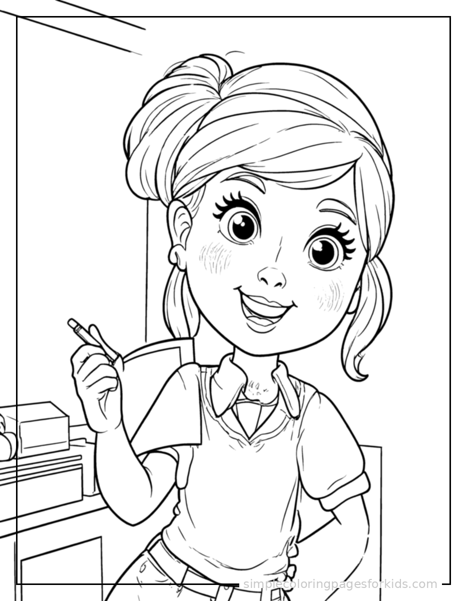 Printable teacher coloring page for kids