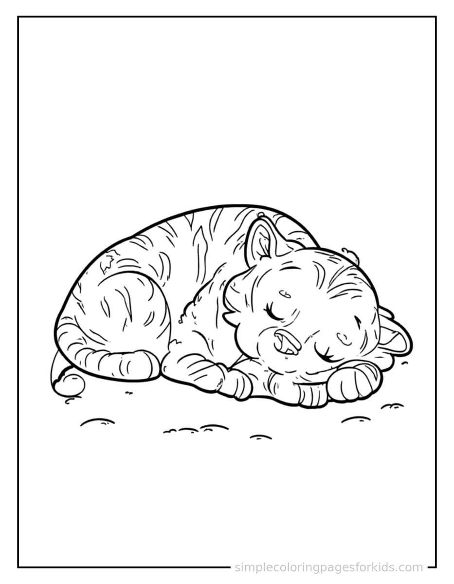 Sleepy Tiger Coloring Page