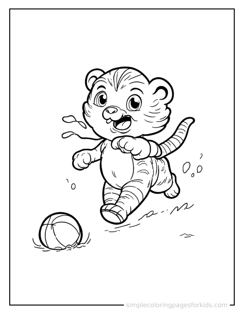 Playing with a Ball Tiger Coloring Page