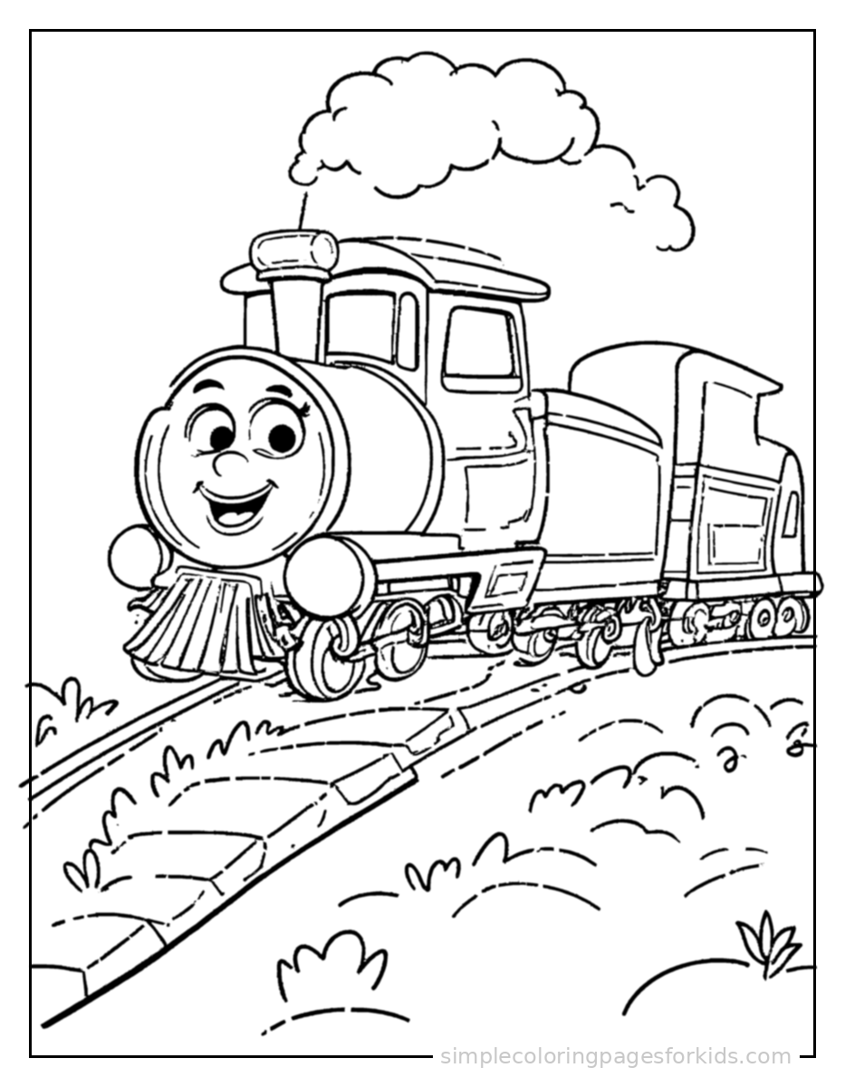 Printable train coloring page for kids