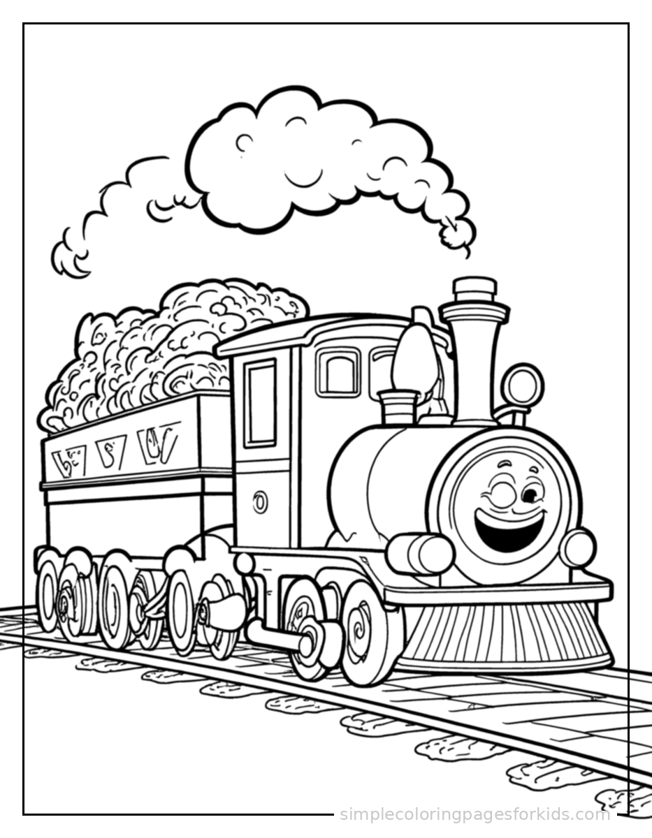 Printable train coloring page for kids