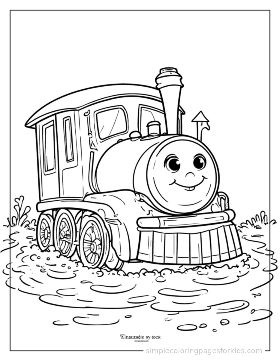 Printable train coloring page for kids
