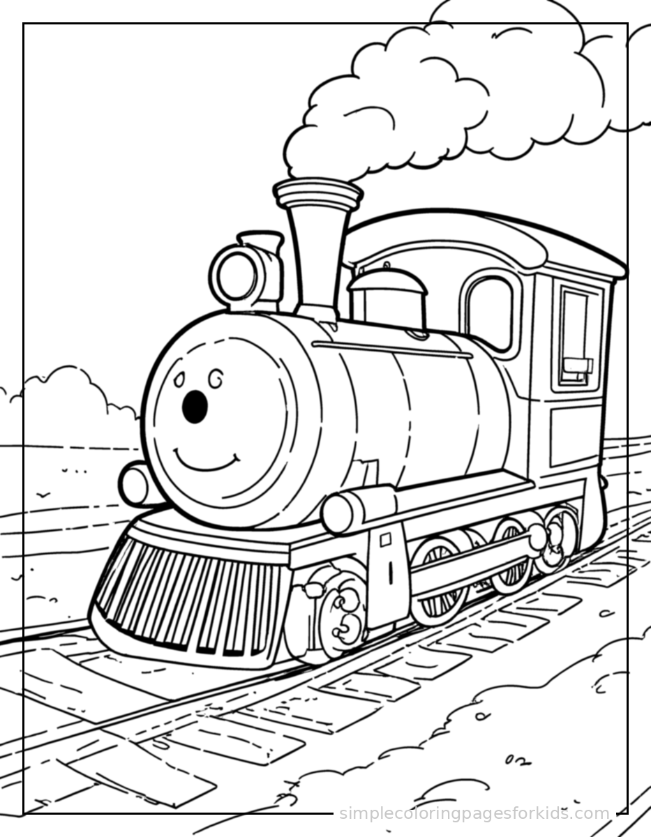 Printable train coloring page for kids