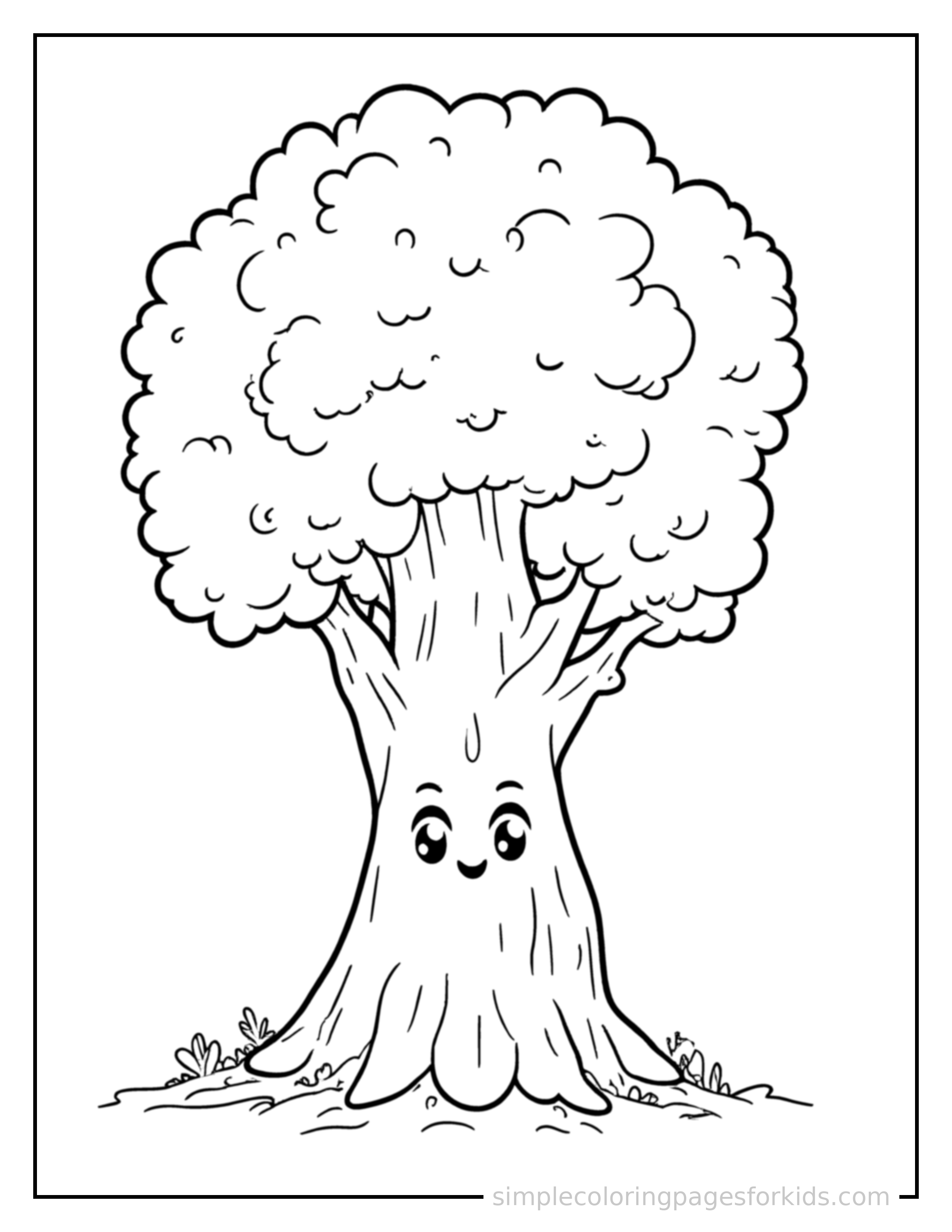 Printable trees coloring page for kids