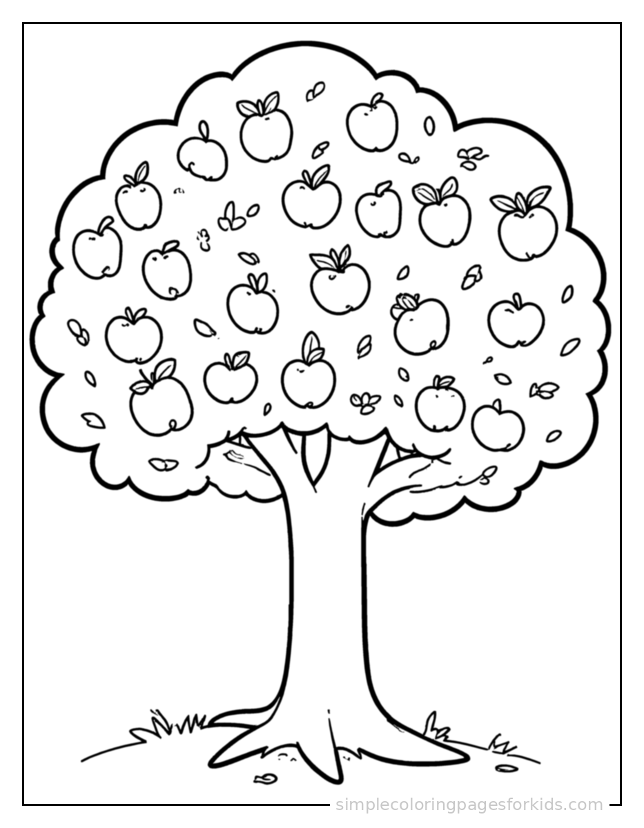 Printable trees coloring page for kids
