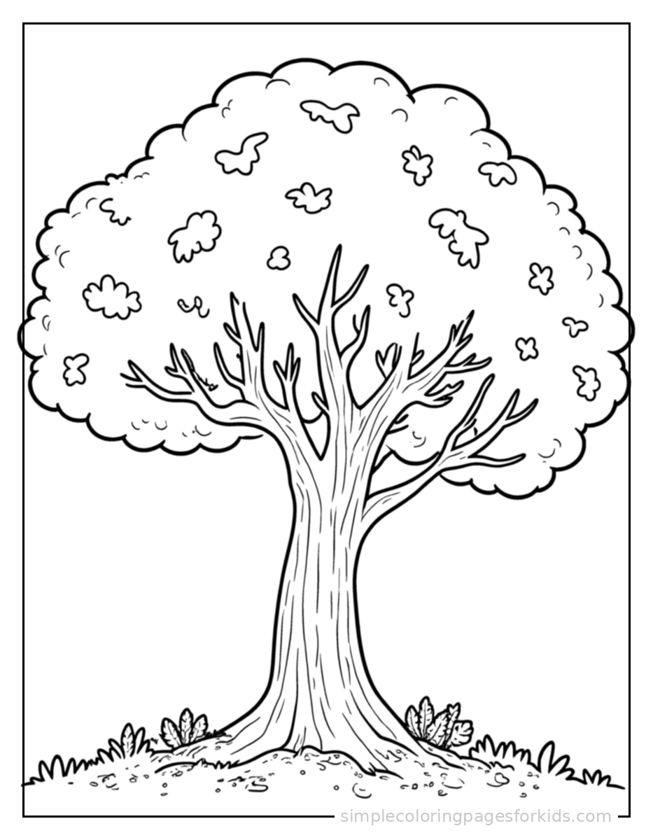 Printable trees coloring page for kids
