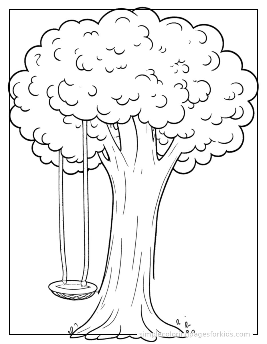 Printable trees coloring page for kids