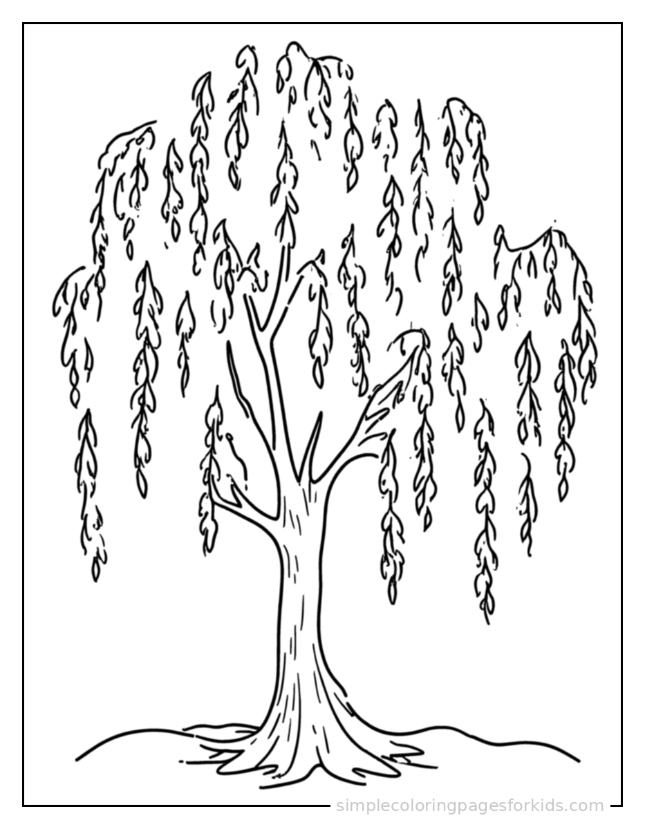 Printable trees coloring page for kids
