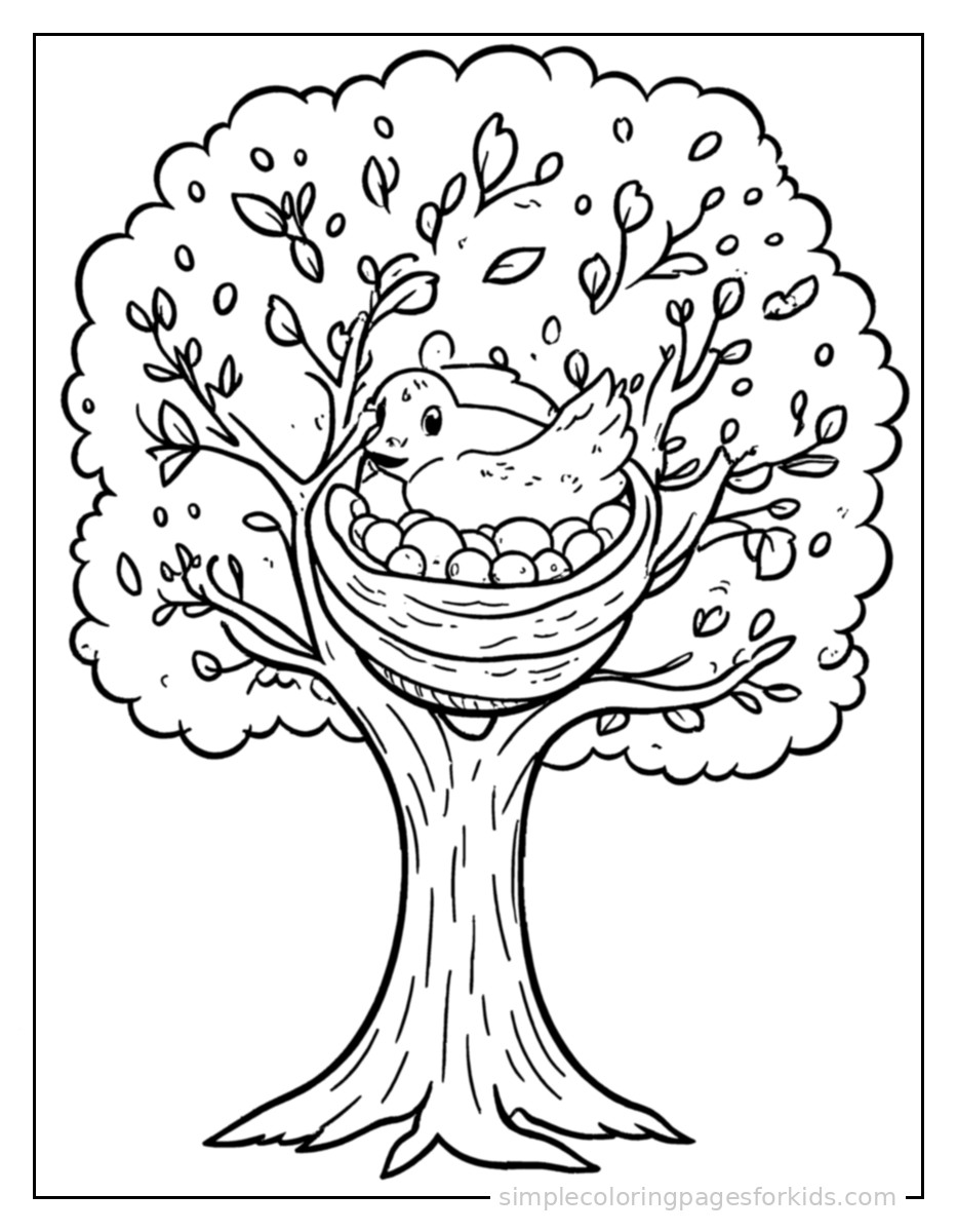 Printable trees coloring page for kids