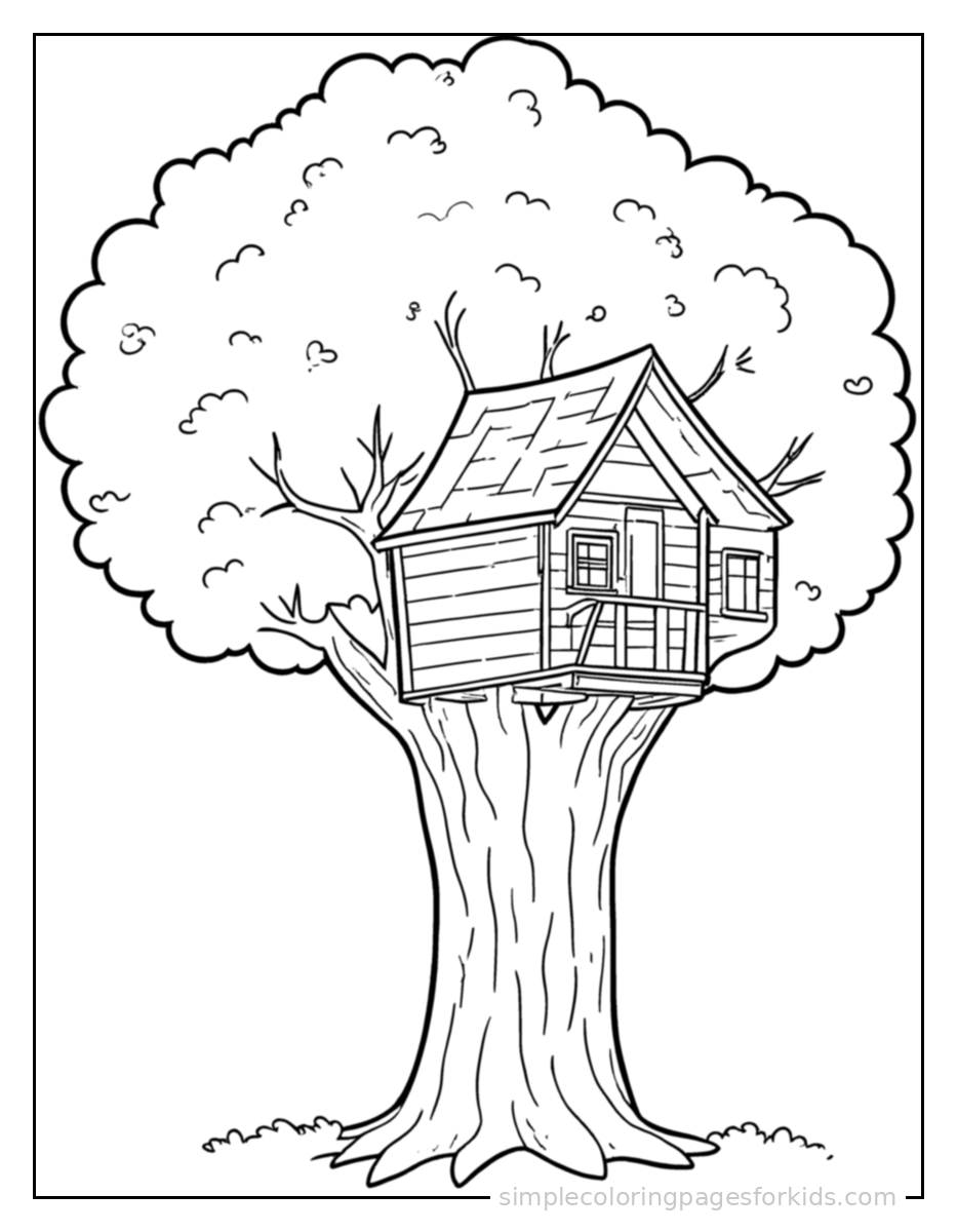 Printable trees coloring page for kids