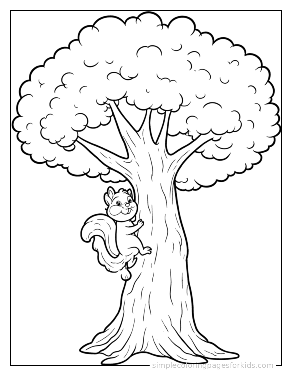 Printable trees coloring page for kids