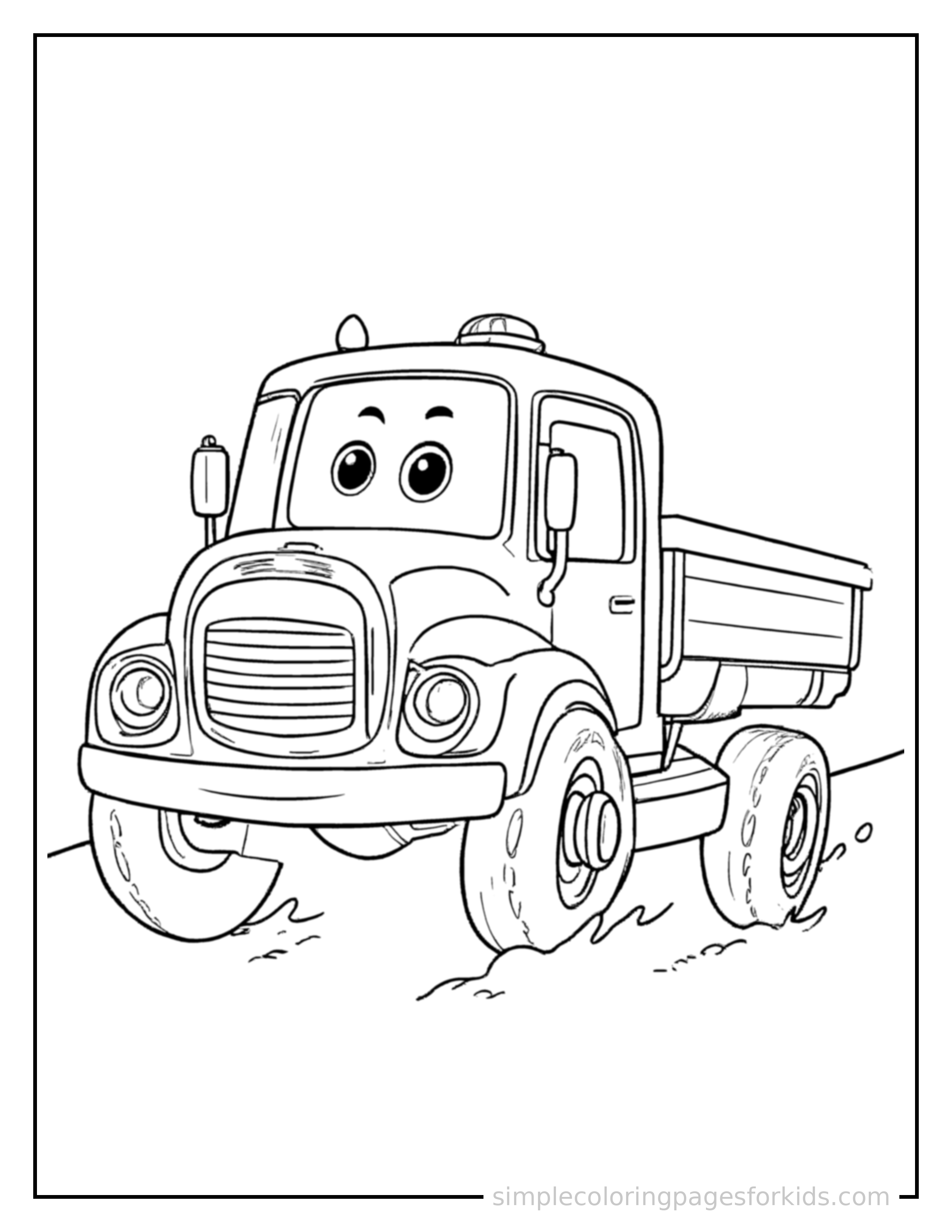Printable truck coloring page for kids