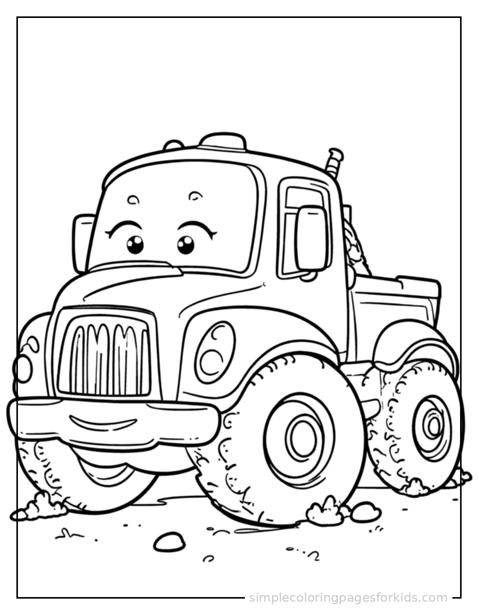 Printable truck coloring page for kids