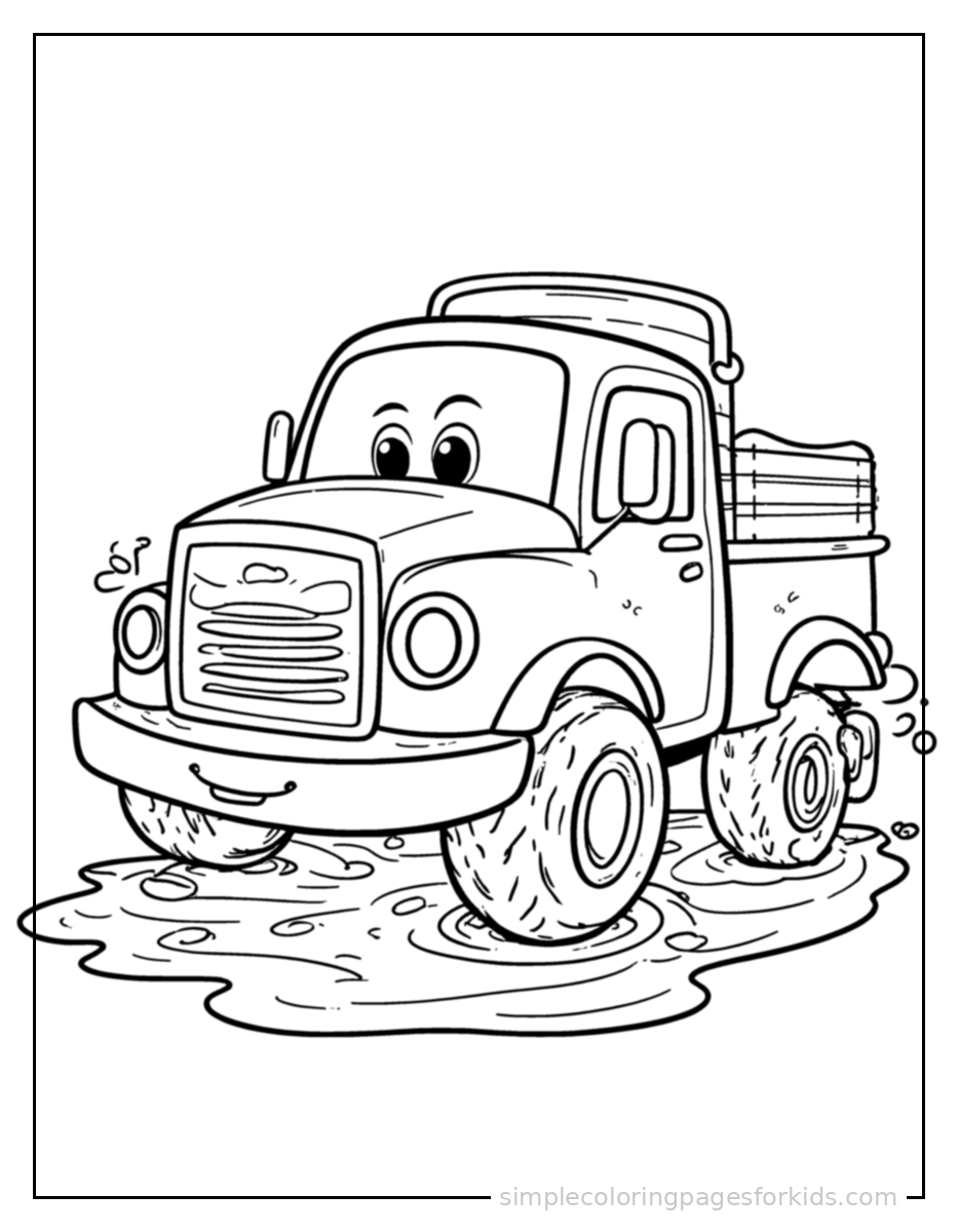 Printable truck coloring page for kids