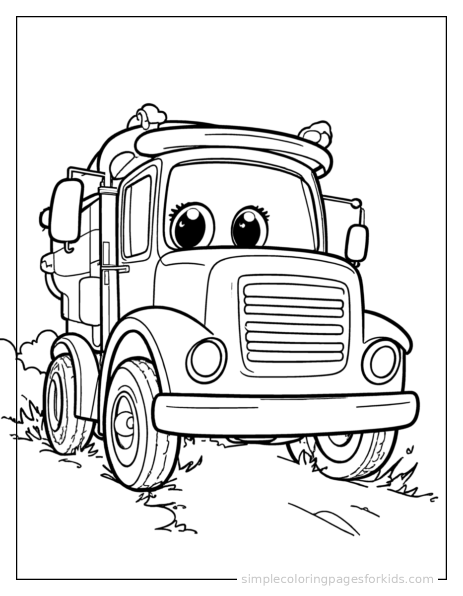 Printable truck coloring page for kids